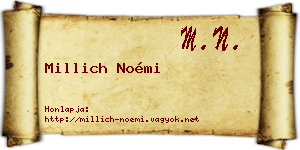 Millich Noémi névjegykártya